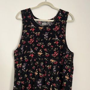 Floral Fall Colored Corduroy-Like Material Dress Size Large